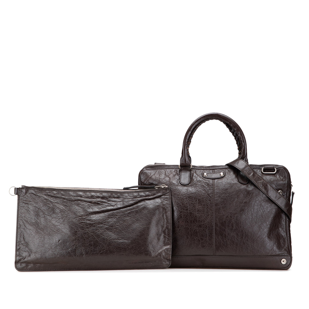 Lambskin Leather Briefcase Brown - Gaby Paris