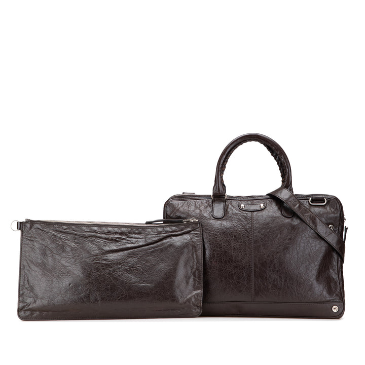 Lambskin Leather Briefcase Brown - Gaby Paris
