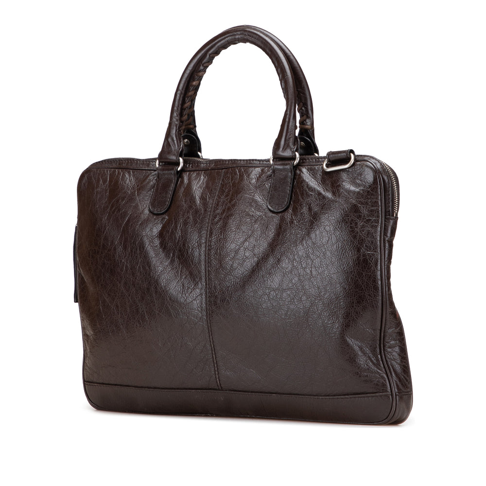 Lambskin Leather Briefcase Brown - Gaby Paris