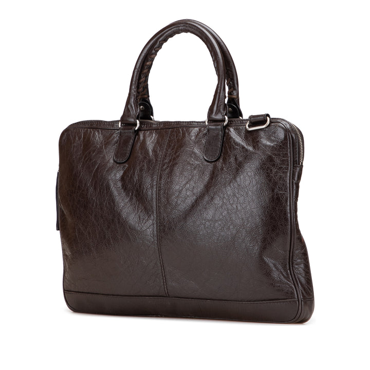 Lambskin Leather Briefcase Brown - Gaby Paris