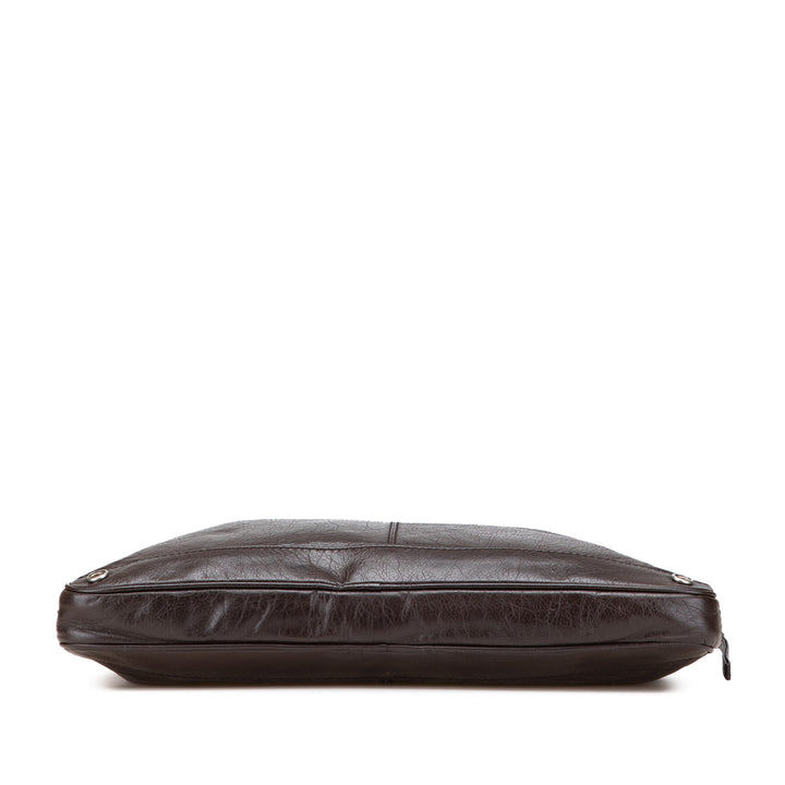 Lambskin Leather Briefcase Brown - Gaby Paris