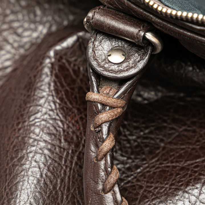 Lambskin Leather Briefcase Brown - Gaby Paris