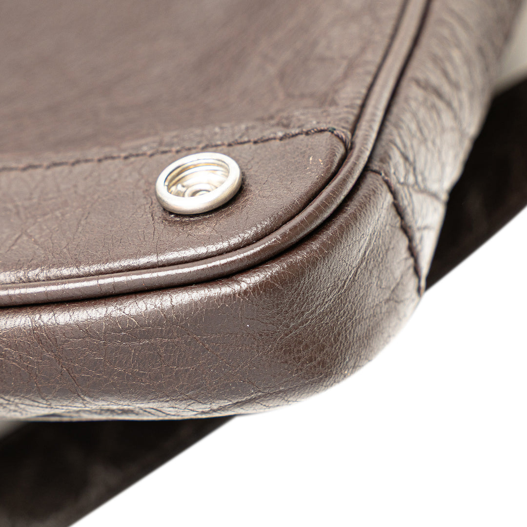 Lambskin Leather Briefcase Brown - Gaby Paris