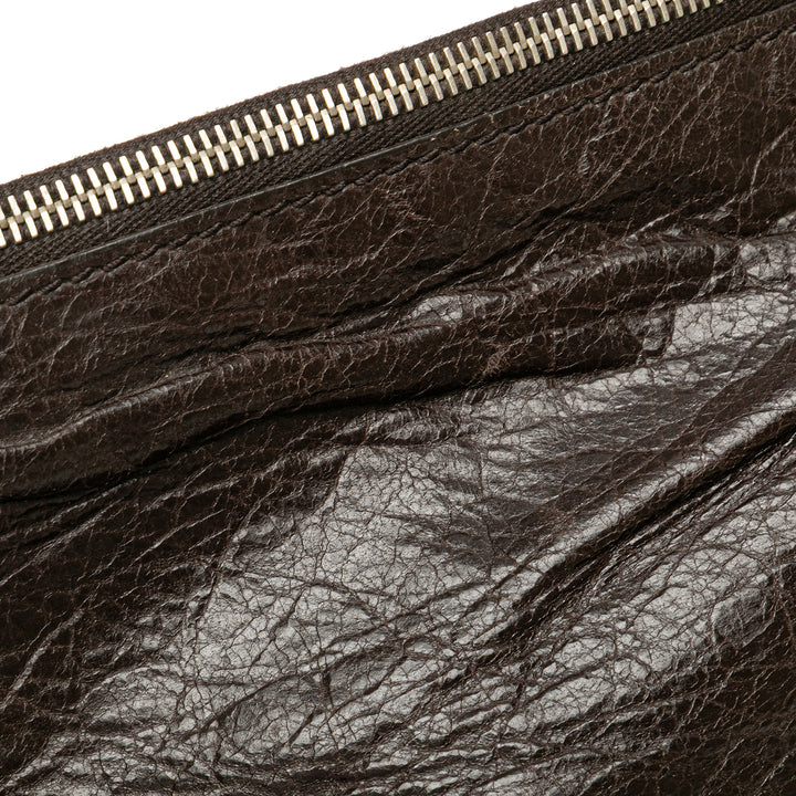 Lambskin Leather Briefcase Brown - Gaby Paris