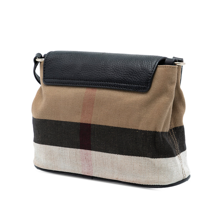 Burberry Mega Check Toile et Cuir de veau grainé Gowan Sac porté croisé