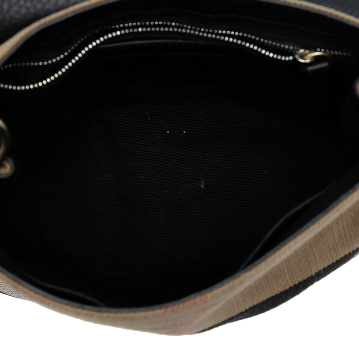 Burberry Mega Check Toile et Cuir de veau grainé Gowan Sac porté croisé