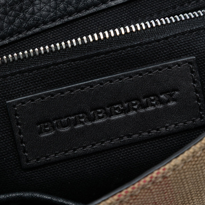 Burberry Mega Check Toile et Cuir de veau grainé Gowan Sac porté croisé