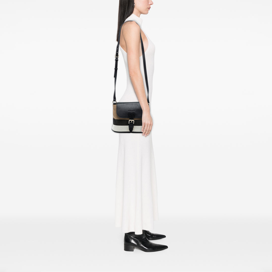 Burberry Mega Check Toile et Cuir de veau grainé Gowan Sac porté croisé