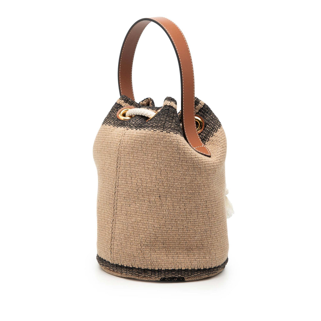 Celine Small Triomphe Raffia Drawstring Bucket Sac