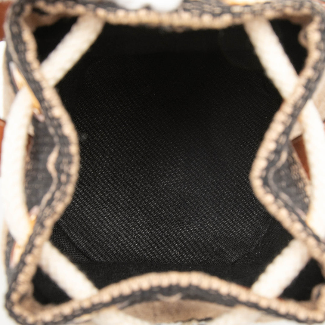 Celine Small Triomphe Raffia Drawstring Bucket Sac
