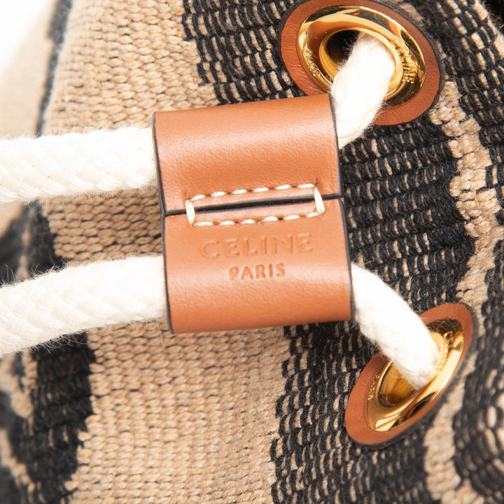 Celine Small Triomphe Raffia Drawstring Bucket Sac