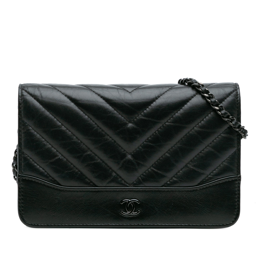 Chanel Chevron Aged Cuir de veau Gabrielle Wallet On Chain Noir – GABY PARIS Authentique