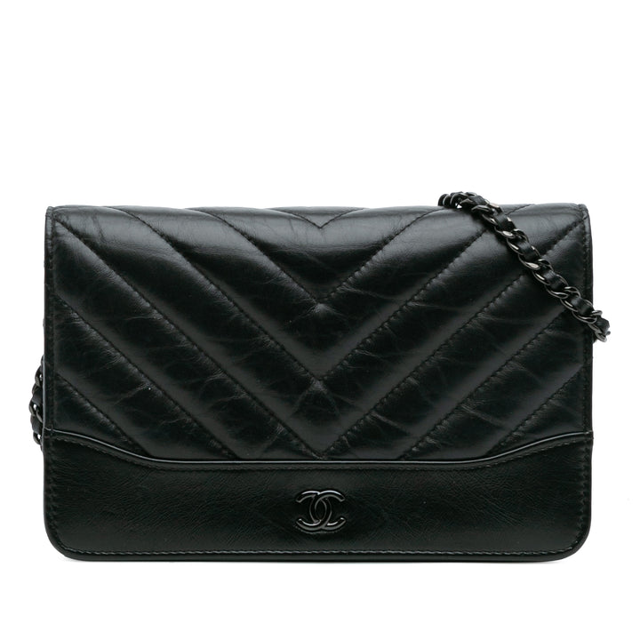 Chanel Chevron Aged Cuir de veau Gabrielle Wallet On Chain Noir – GABY PARIS Authentique
