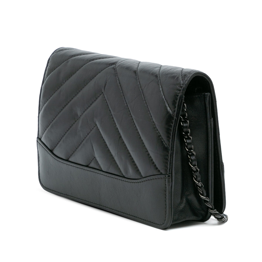 Chanel Chevron Aged Cuir de veau Gabrielle Wallet On Chain Noir – GABY PARIS Authentique