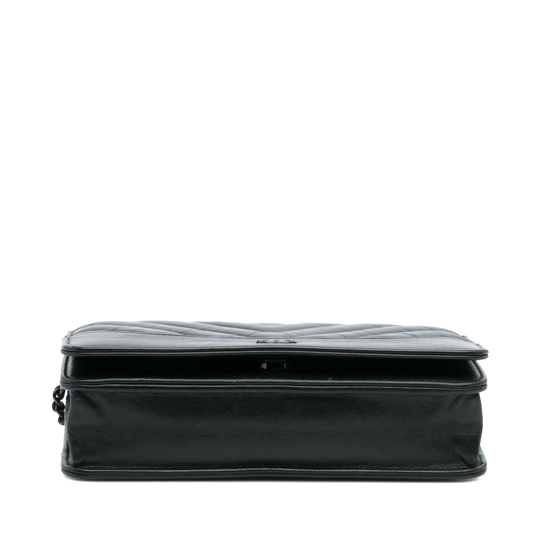 Chanel Chevron Aged Cuir de veau Gabrielle Wallet On Chain Noir – GABY PARIS Authentique