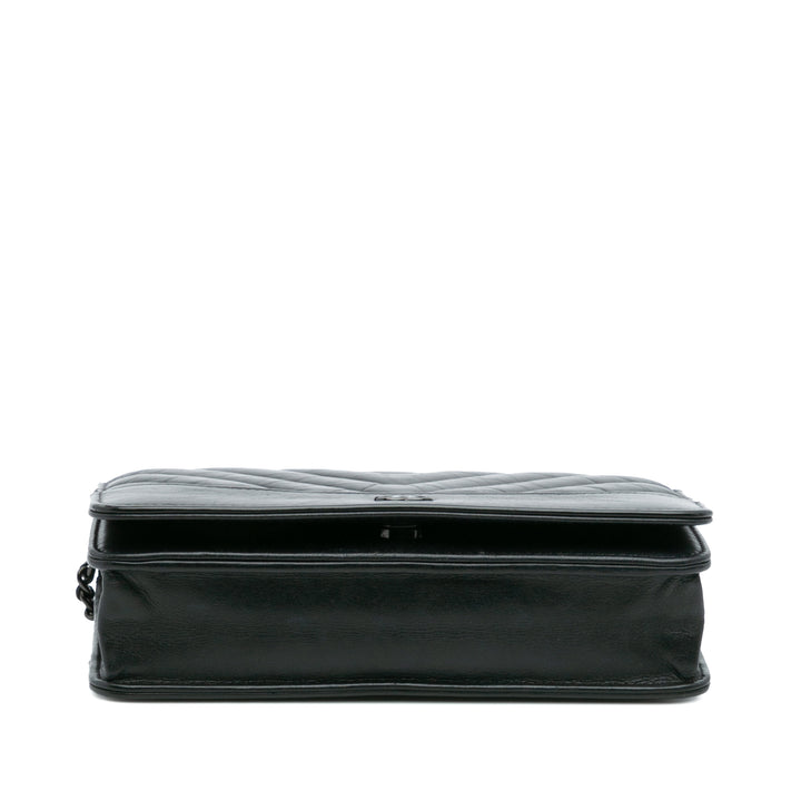 Chanel Chevron Aged Cuir de veau Gabrielle Wallet On Chain Noir – GABY PARIS Authentique