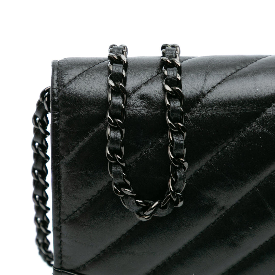 Chanel Chevron Aged Cuir de veau Gabrielle Wallet On Chain Noir – GABY PARIS Authentique