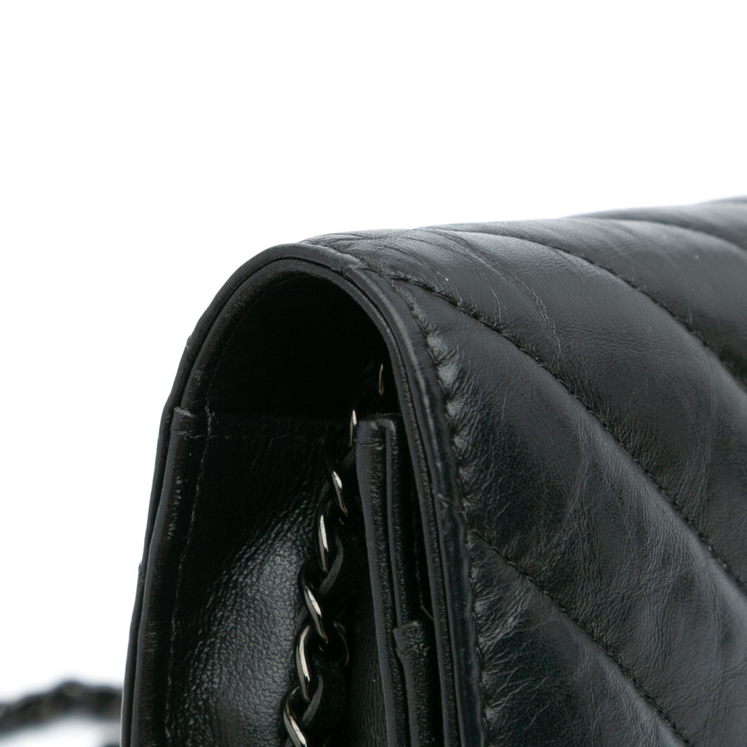 Chanel Chevron Aged Cuir de veau Gabrielle Wallet On Chain Noir – GABY PARIS Authentique