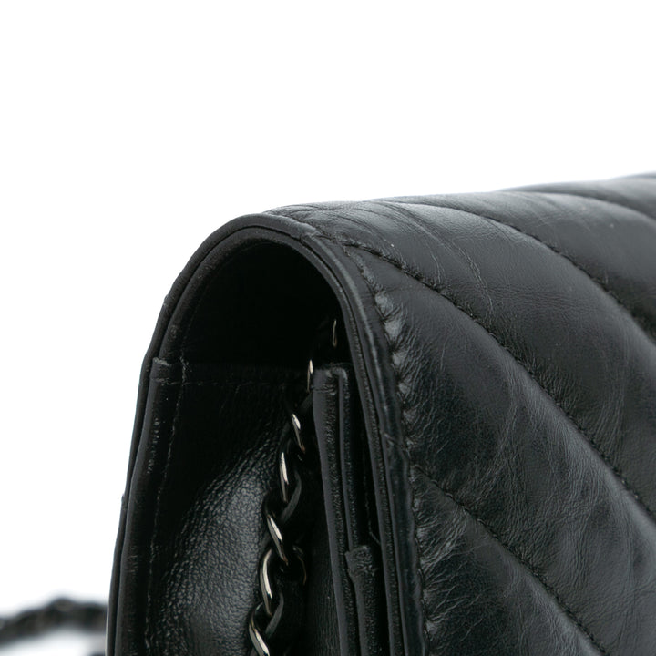 Chanel Chevron Aged Cuir de veau Gabrielle Wallet On Chain Noir – GABY PARIS Authentique