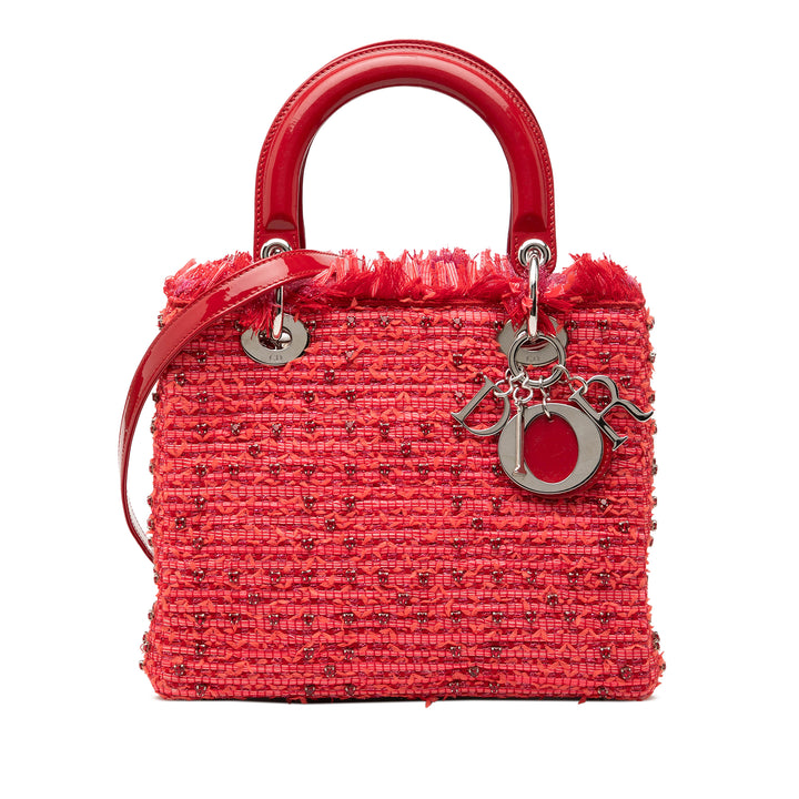 Dior Fringe Strass Lady Dior Moyen Tweed