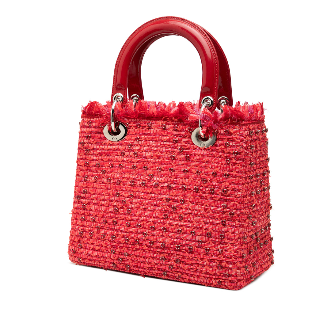 Dior Fringe Strass Lady Dior Moyen Tweed