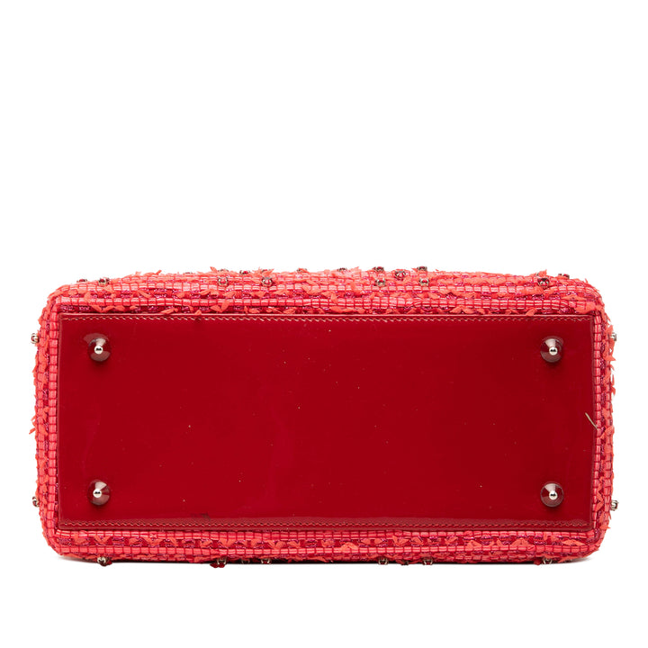 Dior Fringe Strass Lady Dior Moyen Tweed