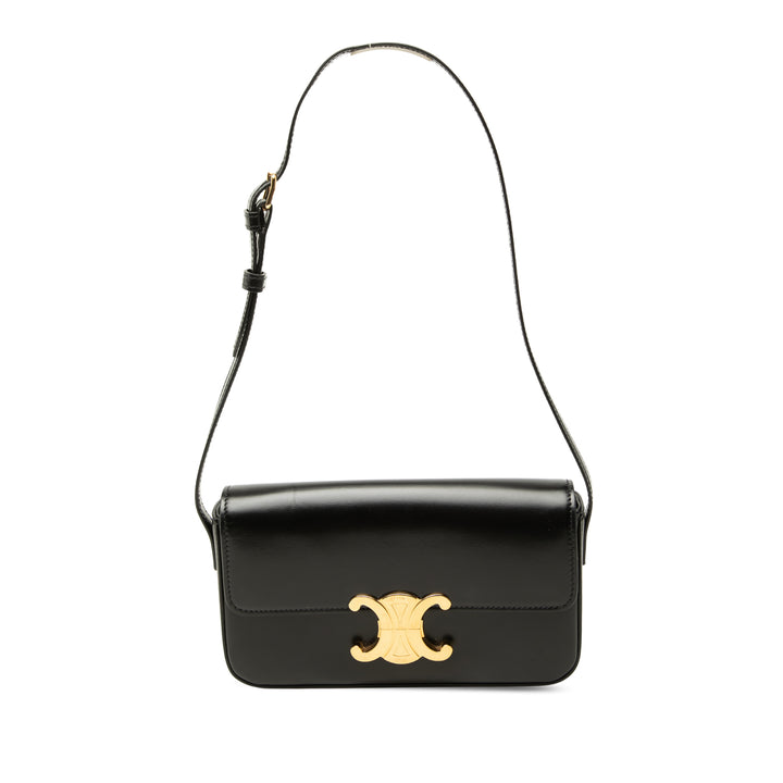 Celine brillant Triomphe Claude Sac Cuir de veau Noir