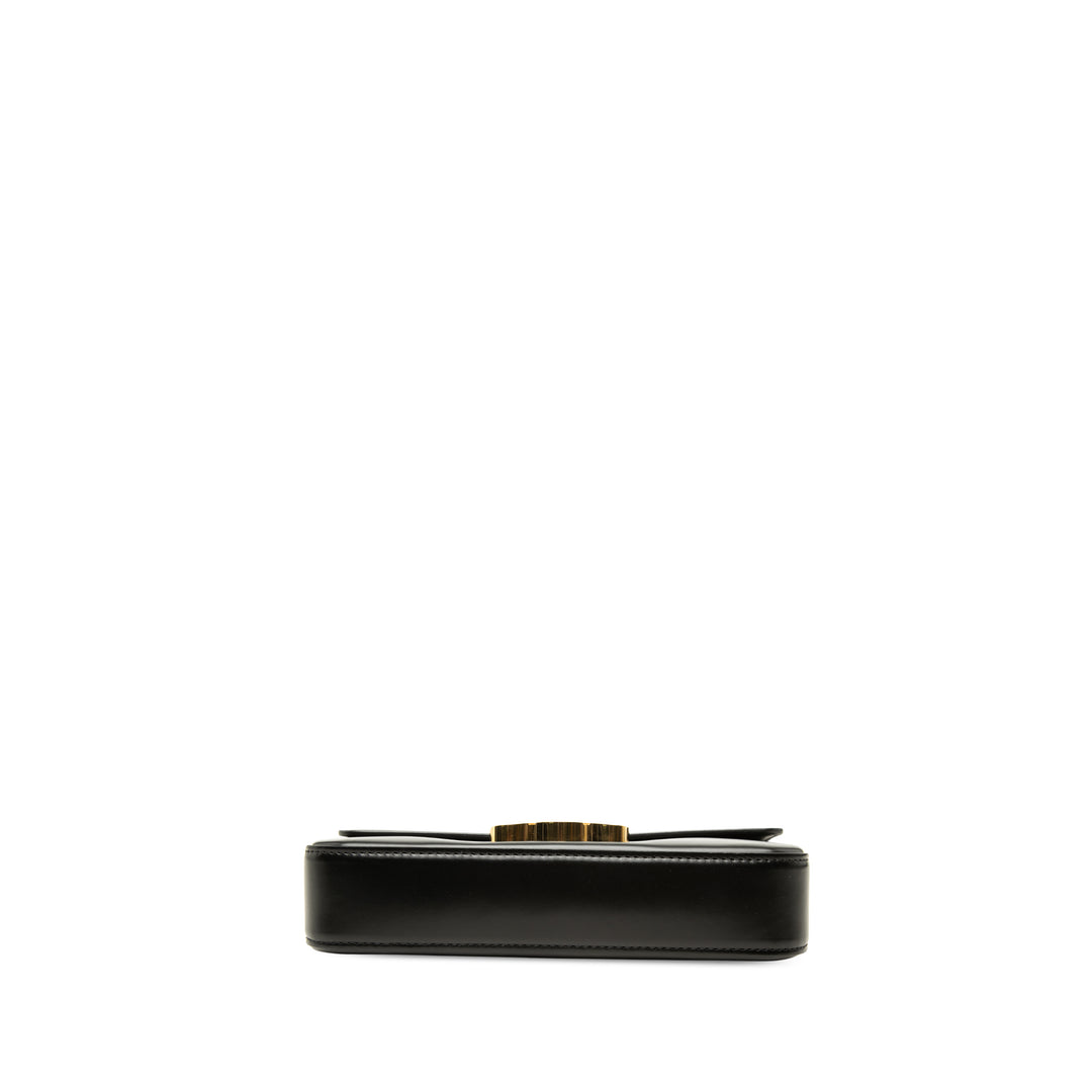 Celine brillant Triomphe Claude Sac Cuir de veau Noir