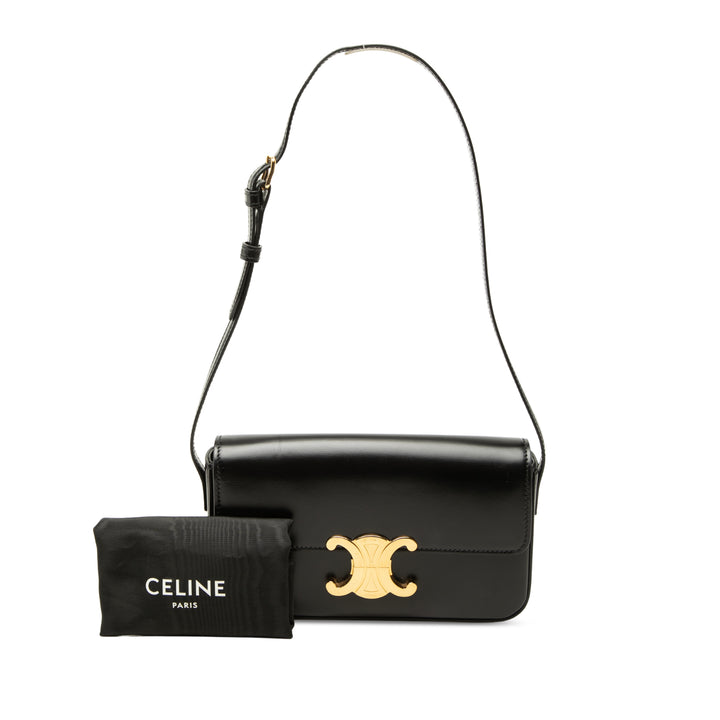 Celine brillant Triomphe Claude Sac Cuir de veau Noir