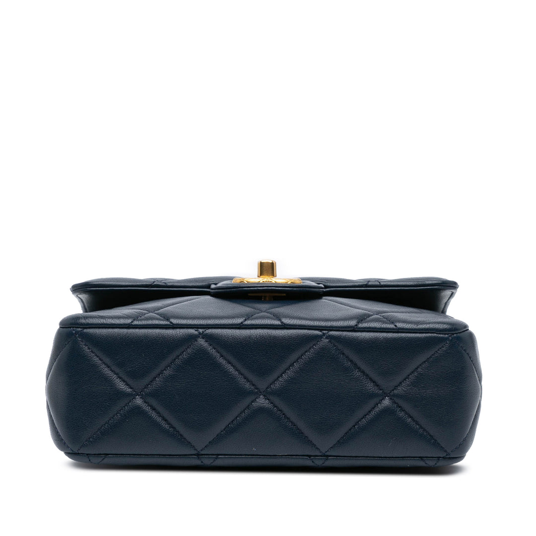 Mini Square CC Quilted Lambskin Flap Blue - Gaby Paris