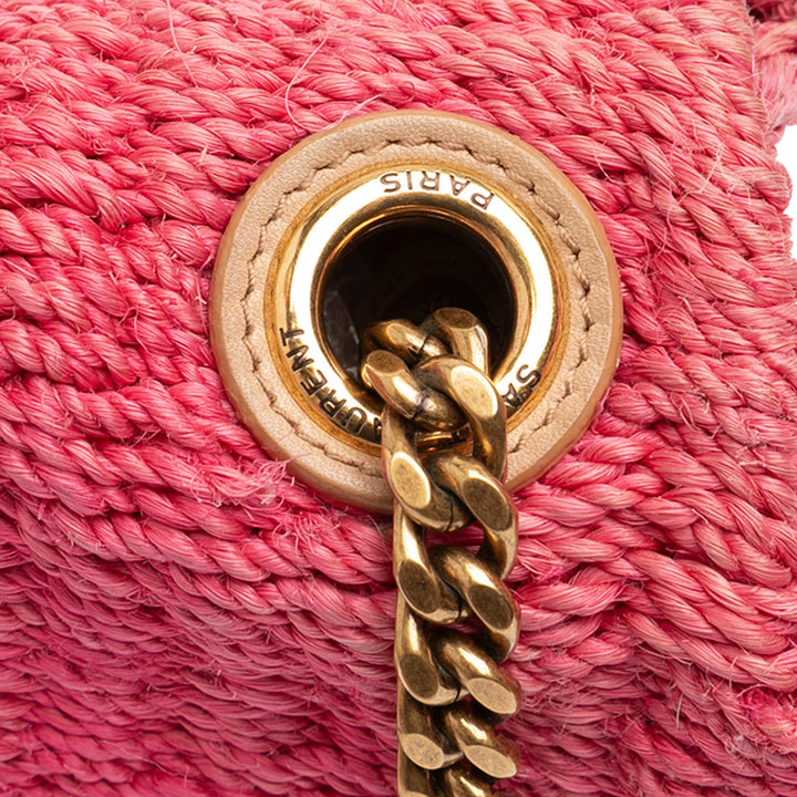 Saint Laurent Medium Raffia Monogram Kate Sac porté croisé