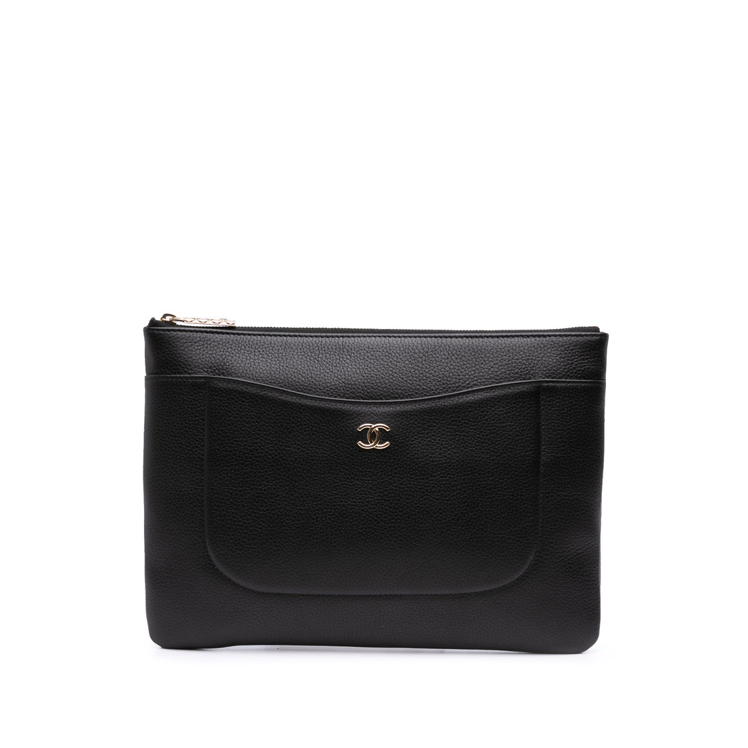Calfskin Neo Executive Clutch Black - Gaby Paris