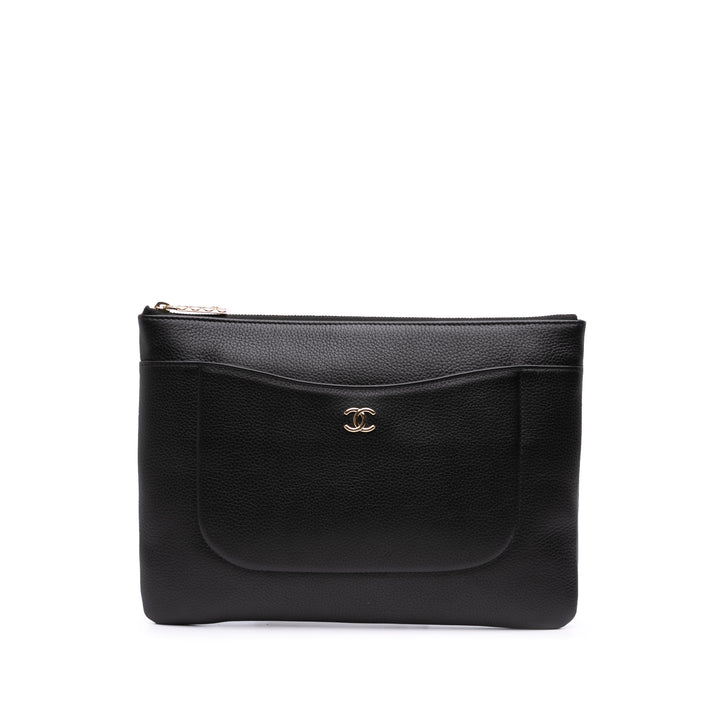 Calfskin Neo Executive Clutch Black - Gaby Paris