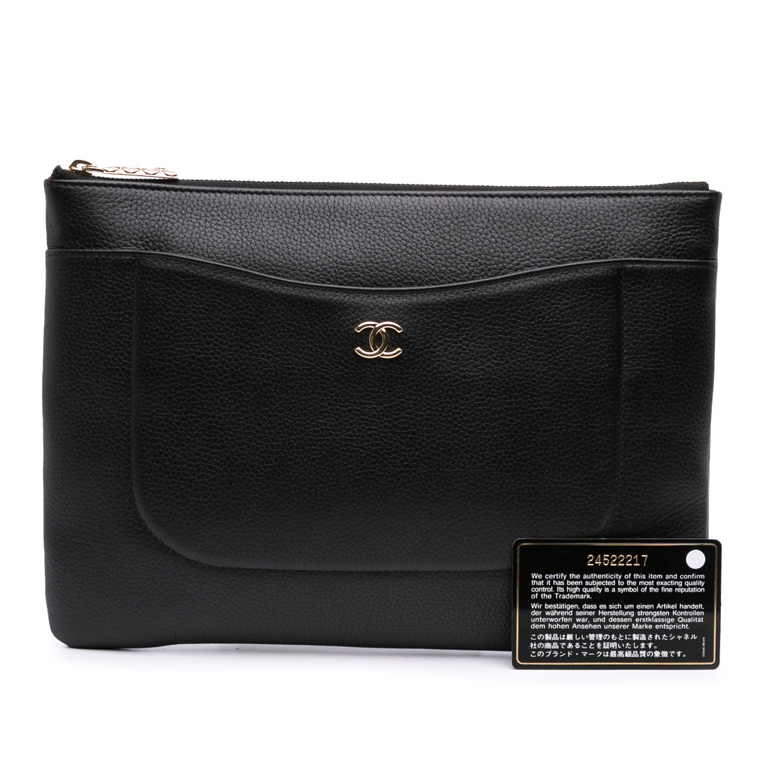 Calfskin Neo Executive Clutch Black - Gaby Paris