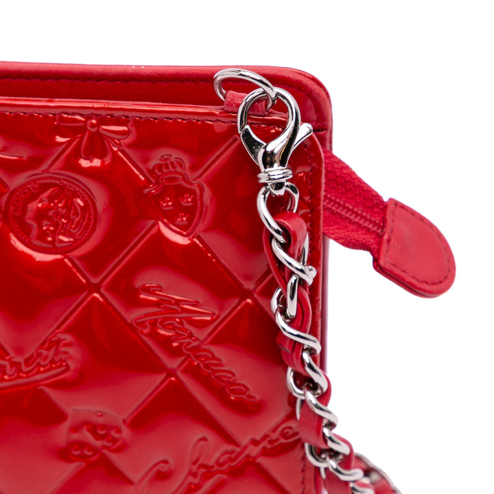 Patent Calfskin Lucky Symbols Shoulder Bag Red - Gaby Paris