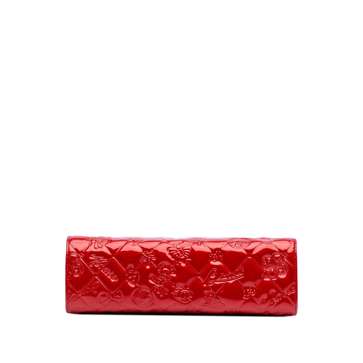 Patent Calfskin Lucky Symbols Shoulder Bag Red - Gaby Paris