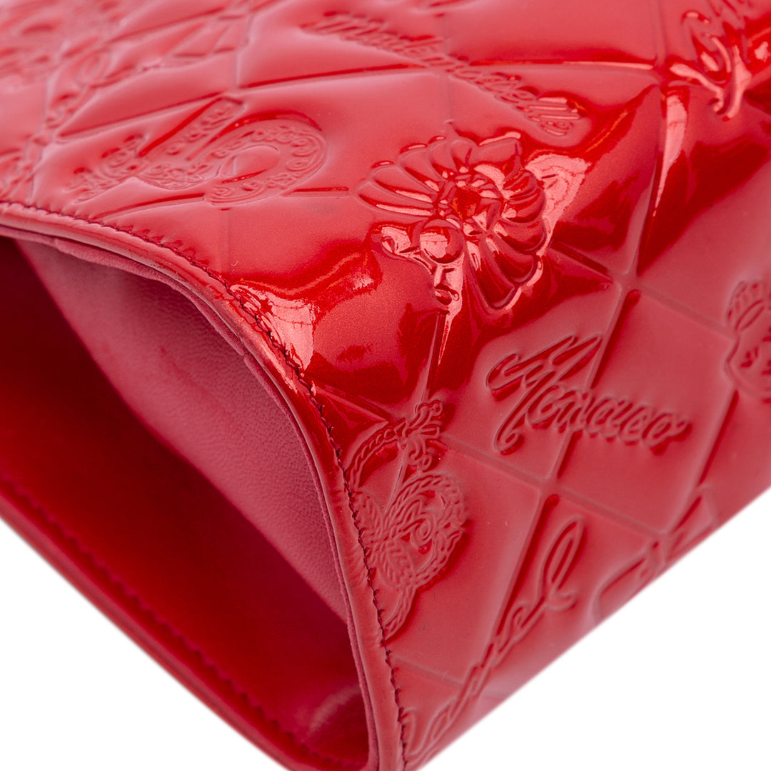 Patent Calfskin Lucky Symbols Shoulder Bag Red - Gaby Paris