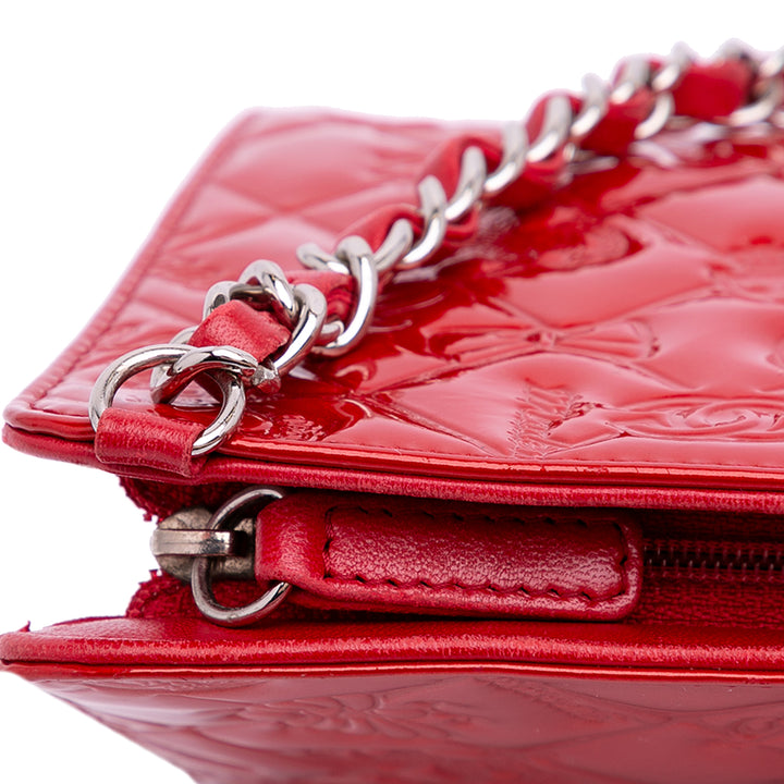 Patent Calfskin Lucky Symbols Shoulder Bag Red - Gaby Paris