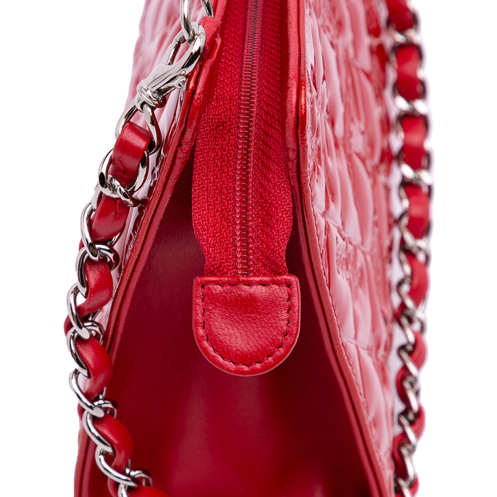 Patent Calfskin Lucky Symbols Shoulder Bag Red - Gaby Paris