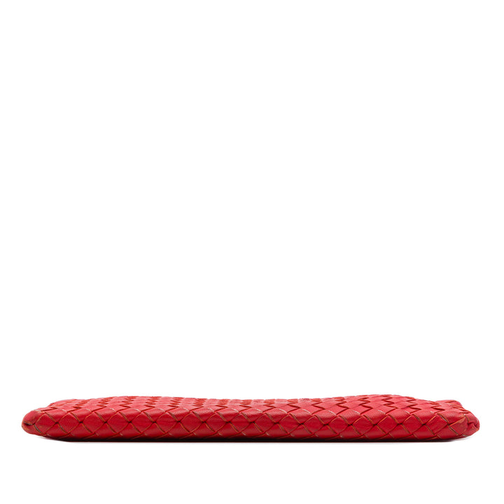 Bottega Veneta Pochette Intrecciato Zippé nappa Rouge – vue 3 – GABY PARIS