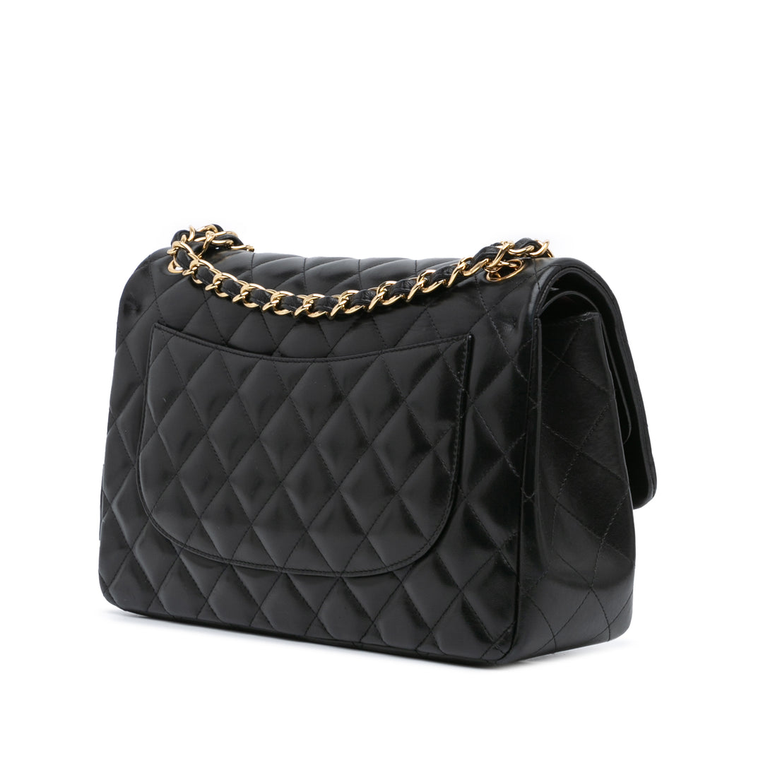 Jumbo Classic Lambskin Double Flap Black - Gaby Paris