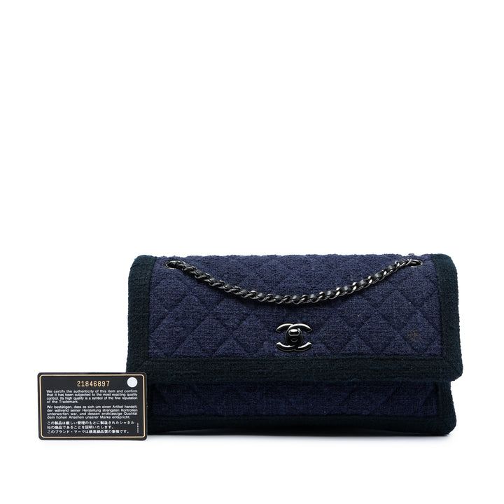 Chanel CC Matelassé Tweed Accordion à rabat