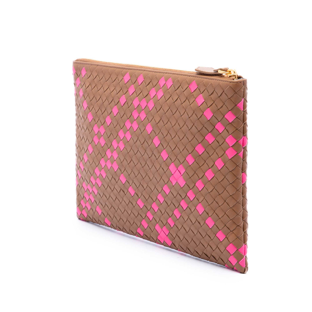 Bottega Veneta Bicolore Intrecciato Pochette nappa Marron – vue 2 – GABY PARIS