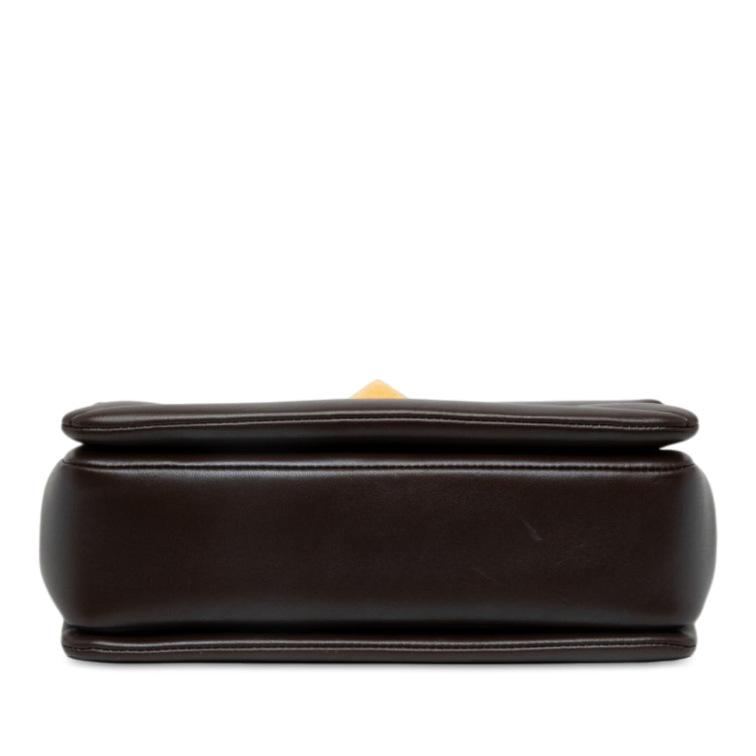 Valentino One Stud Chaîne Sac nappa Marron – vue 3 – GABY PARIS