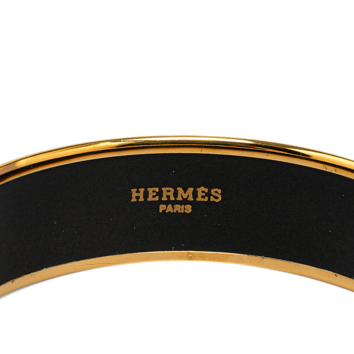 Wide Enamel Cheval Et Harnais Bangle Black - Gaby Paris