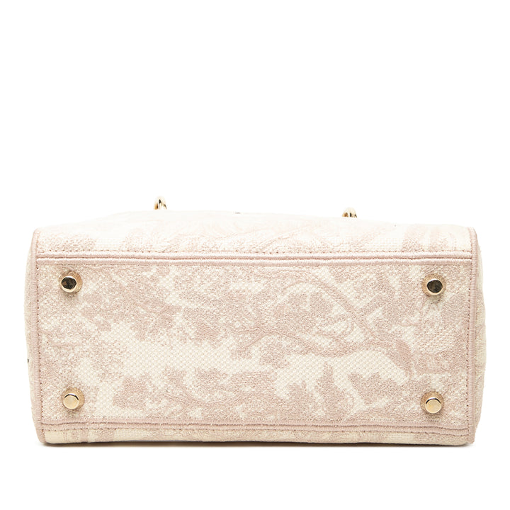 Dior brodé De Jouy Lady D-Lite Moyen Rose – vue 3 – GABY PARIS