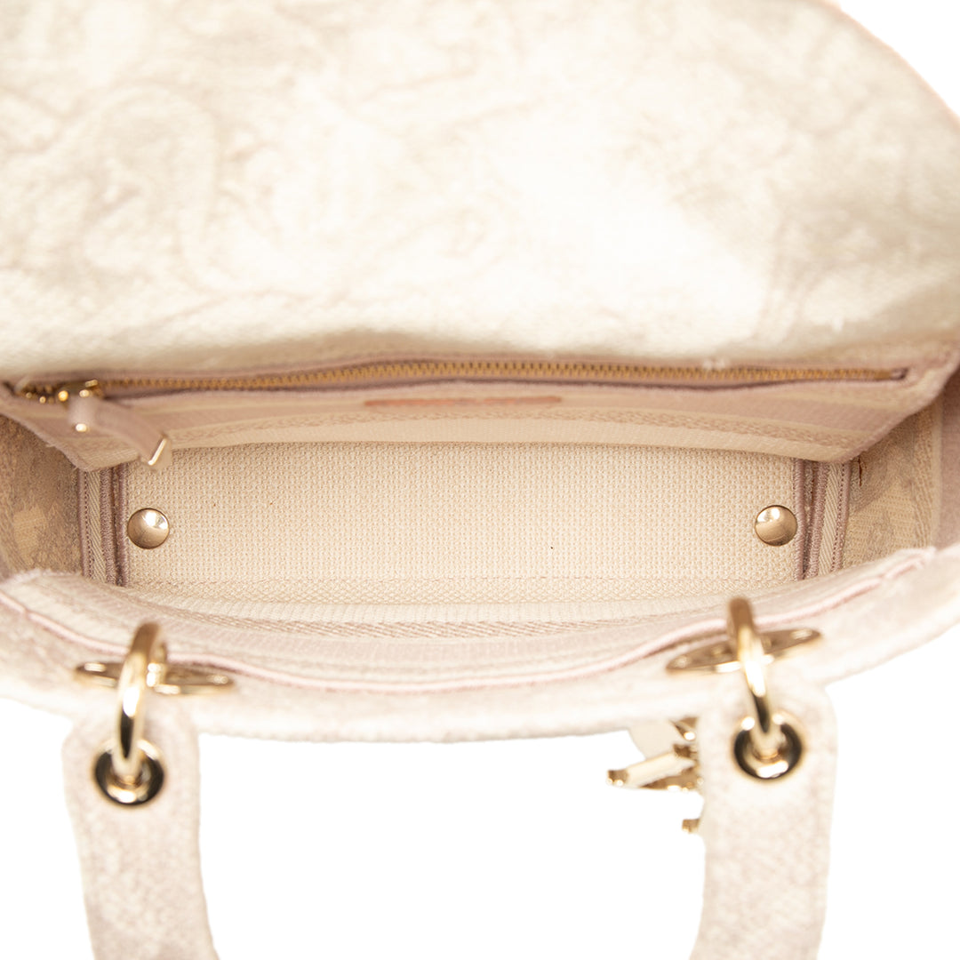 Dior brodé De Jouy Lady D-Lite Moyen Rose – vue 4 – GABY PARIS