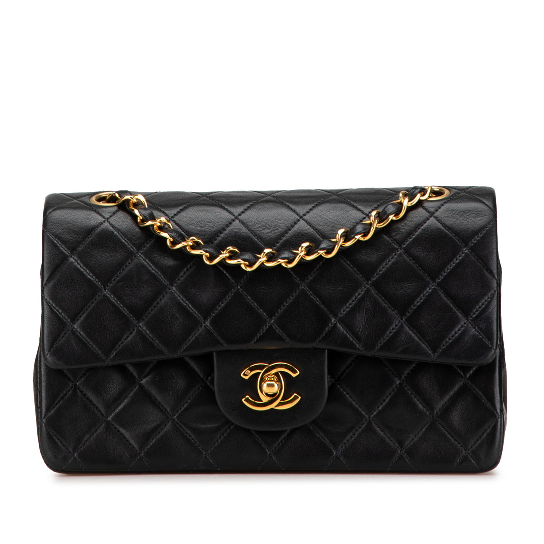 Small Classic Lambskin Double Flap Black - Gaby Paris