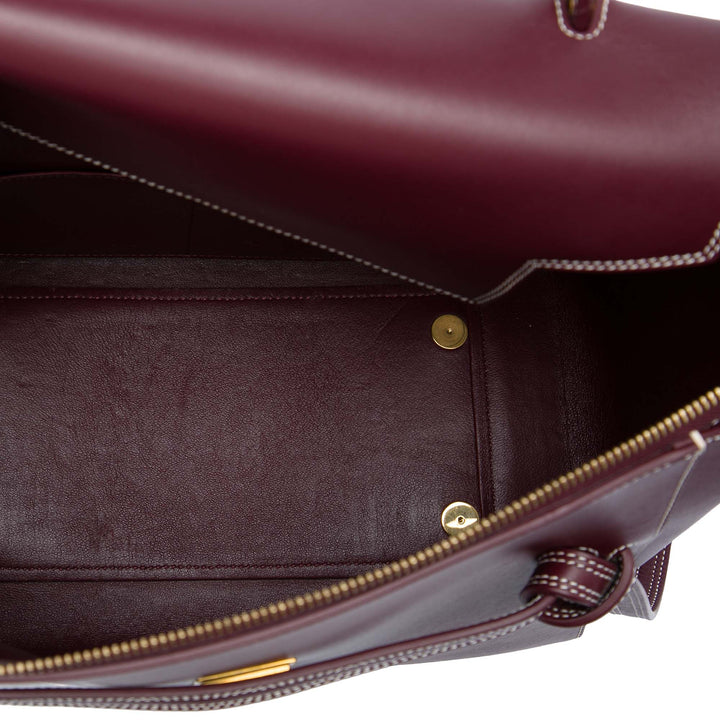 Celine Ceinture Double Surpiqué Mini Cuir de veau lisse Rouge – vue 4 – GABY PARIS