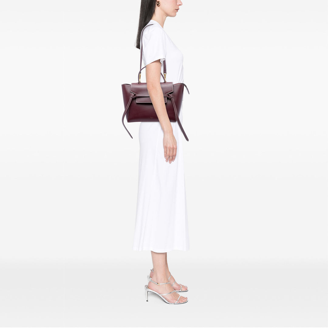 Celine Ceinture Double Surpiqué Mini Cuir de veau lisse Rouge – vue 6 – GABY PARIS